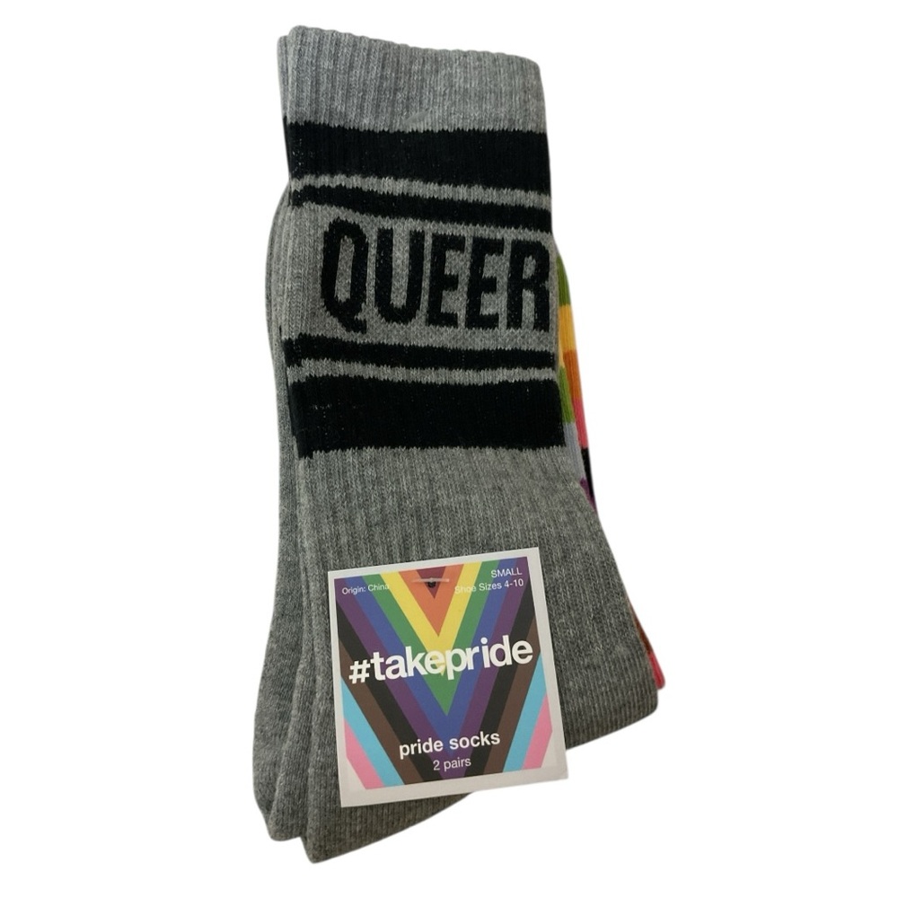 Pride Socks with Black and Rainbow Stripes